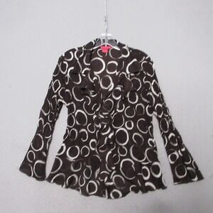Sunny‎ Leigh Top  Brown Frilly Y2K 90s Button Geometric Fairy Ruffle Romantic